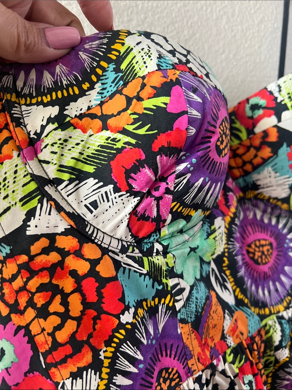Moda International Black Floral Print Cotton Dress with Multicolor Blooms - Picture 5 of 9